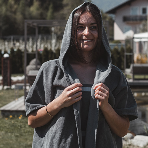 Bademantel Unitux mit Kapuze, anthrazit