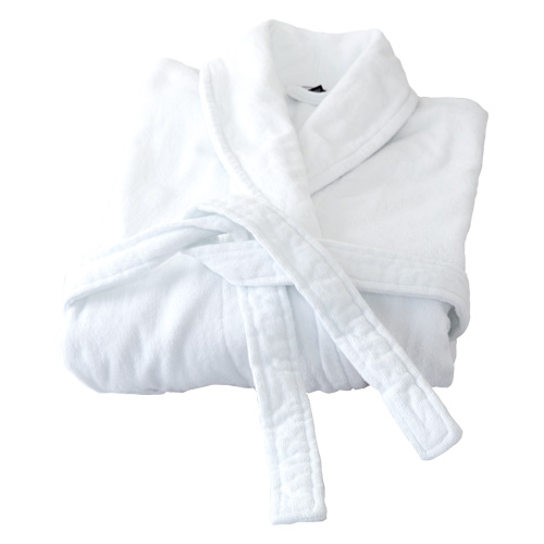 Velour-Bademantel, weiß, Größe L/XL