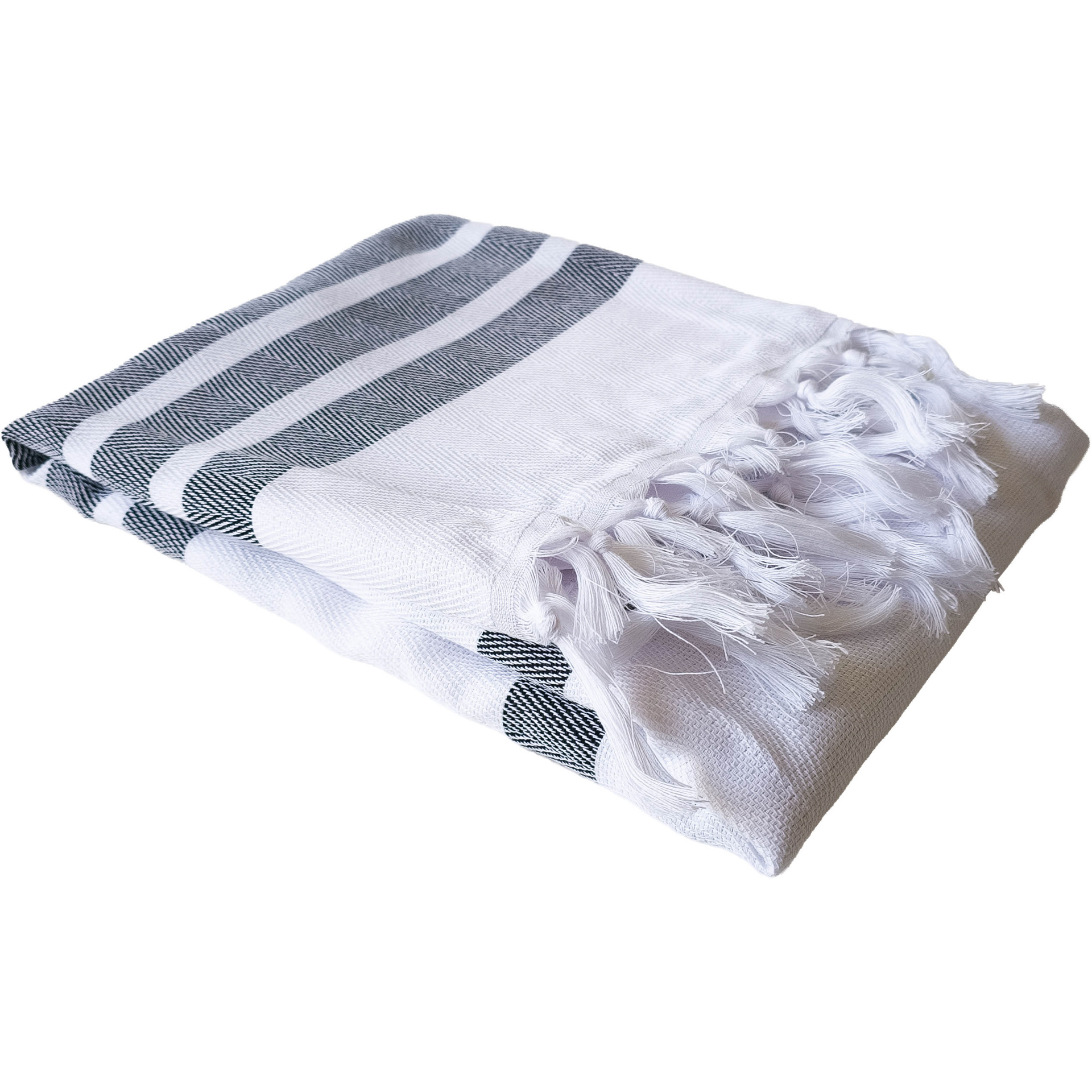 Pestemal mit Fischgrätenmuster, schwarz-weiß