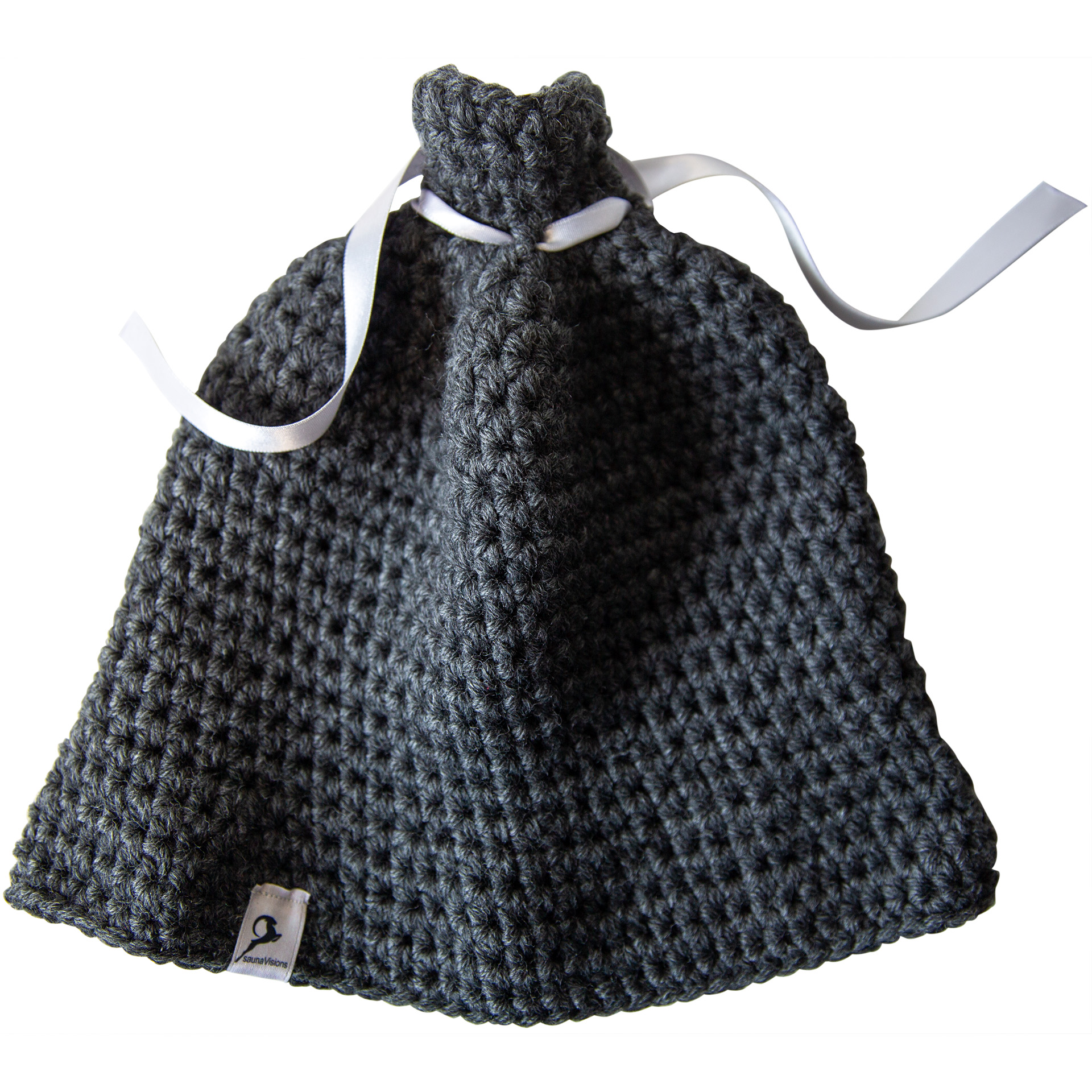 Saunamütze, gehäkelt, anthrazit