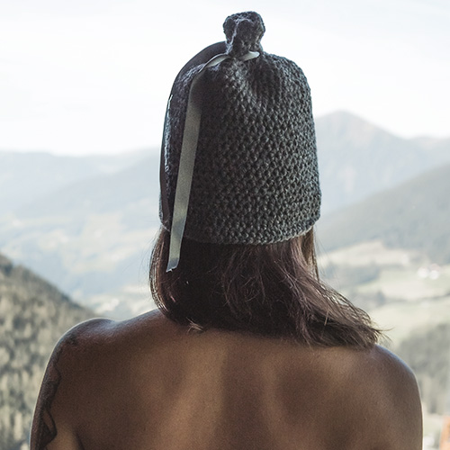 Saunamütze, gehäkelt, anthrazit