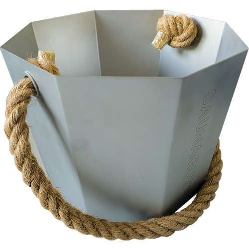 Sauna-Eimer, Edelstahl mit Naturseil, 6 l