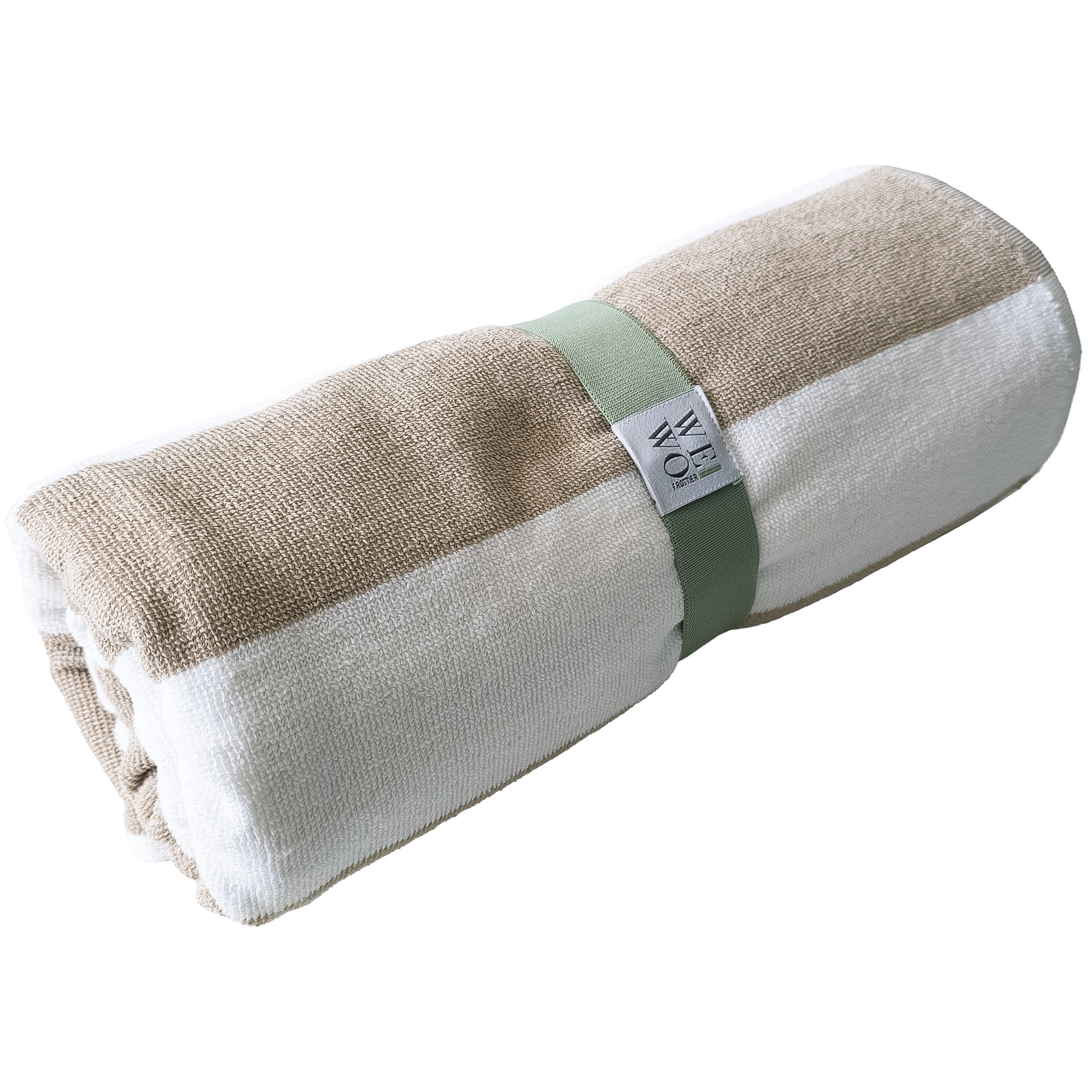 Saunatuch, gestreift, beige/weiß