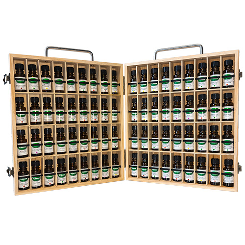 Holzkoffer inkl. 72 x 15 ml ätherische Öle