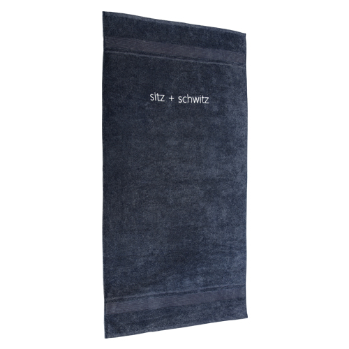 Sauna-Sitztuch "sitz + schwitz", blau
