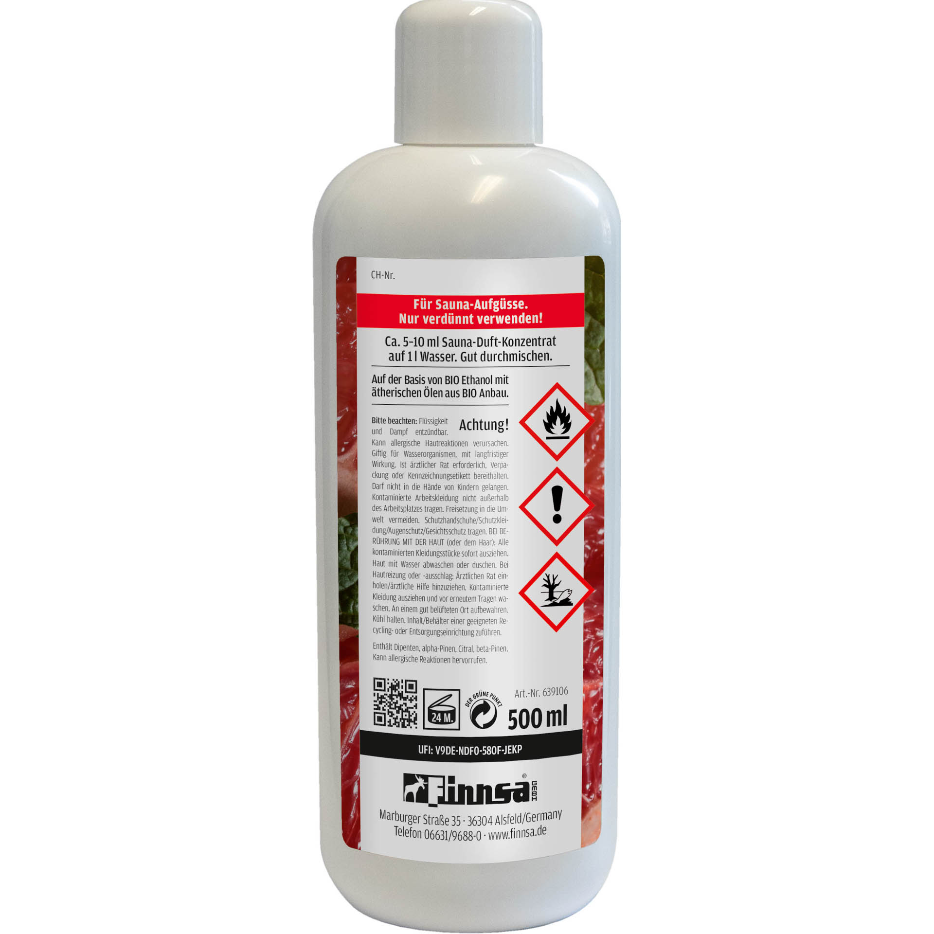 Organic Sauna Essence Grapefruit/Pine/Mint 0.5 l