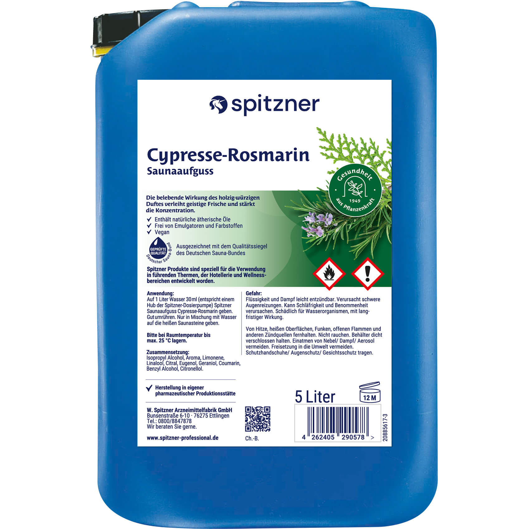 Spitzner Sauna-Aufguss Cypresse-Rosmarin 5 l