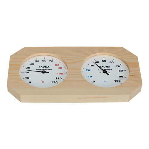 Sauna-Hygrotherm, glatt, in Holz gefasst