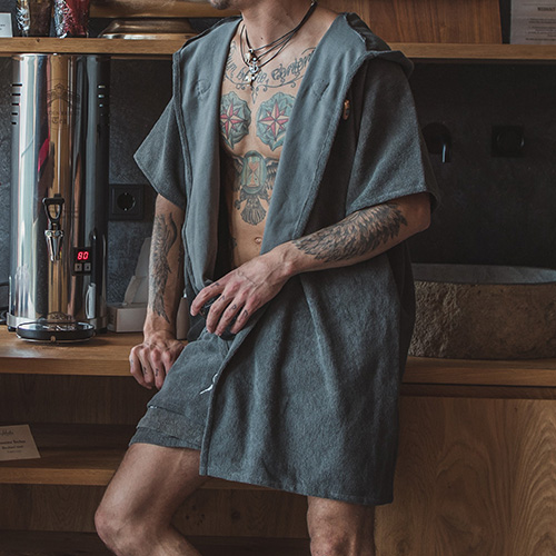 Bademantel Unitux mit Kapuze, anthrazit