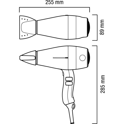 Hand-Haartrockner Silent Jet Push 2000 W, schwarz