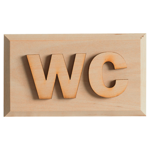 Holzschild "WC", Erle