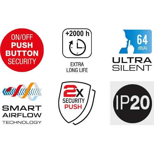 Hand-Haartrockner Silent Jet Push 2000 W, schwarz