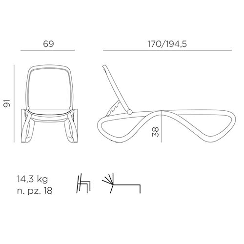 Wellnessliege OMEGA, grau, grau