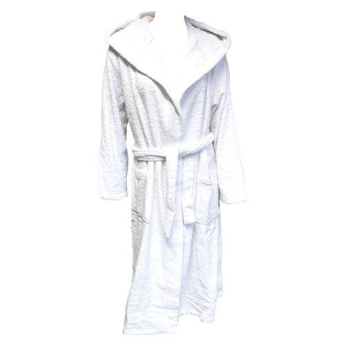 Frottee-Bademantel mit Kapuze, weiß, L/XL