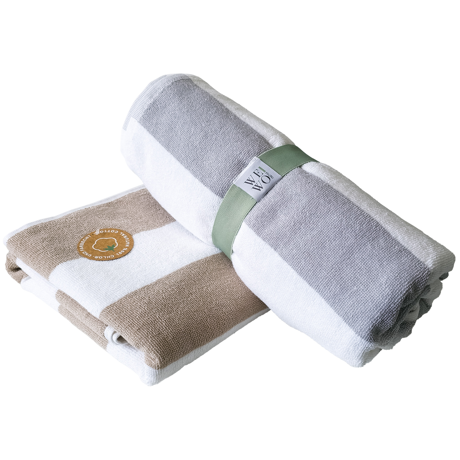 Saunatuch, gestreift, beige/weiß