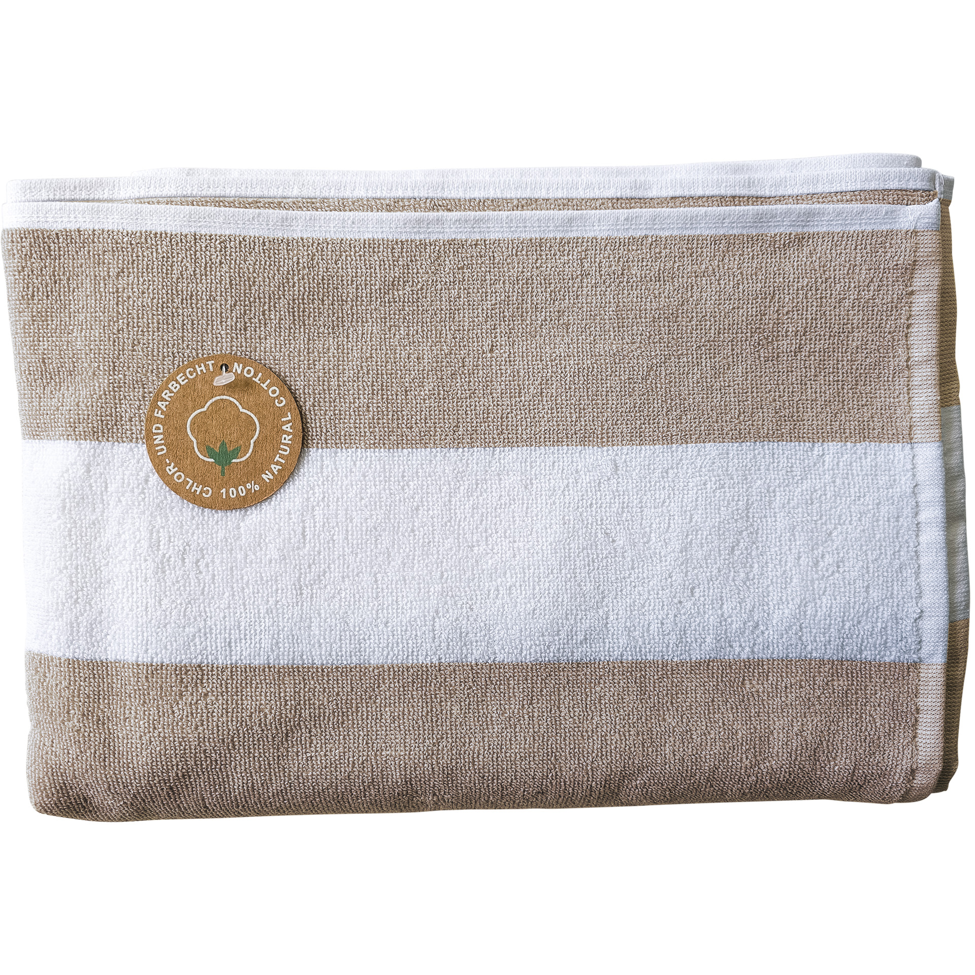 Saunatuch, gestreift, beige/weiß