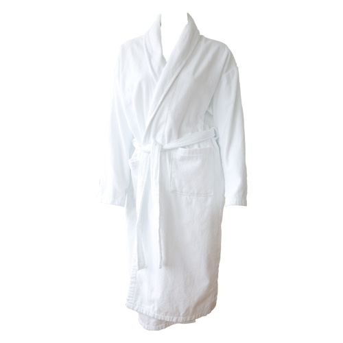 Velour-Bademantel, weiß, Größe L/XL