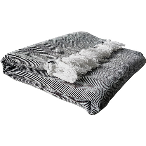 Pestemal mit Fischgrätenmuster, schwarz