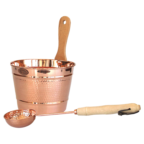 Aufguss-Set Kupfer, Kübel und Kelle